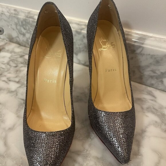 Christian Louboutin FILO 120 Lady Glitter Specchio Heels Silver/Gray Size 39 - Picture 5 of 16